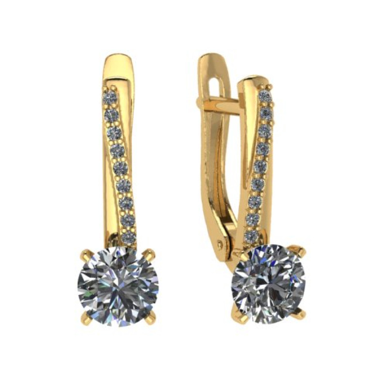 Серьги из золота с камнем Фианит фото, цены