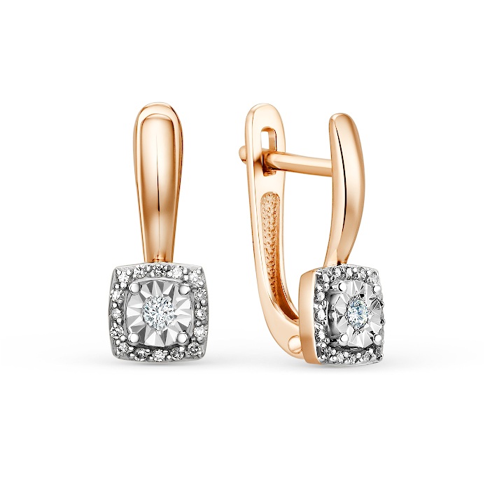 Серьги из золота с камнем Бриллиант фото, цены