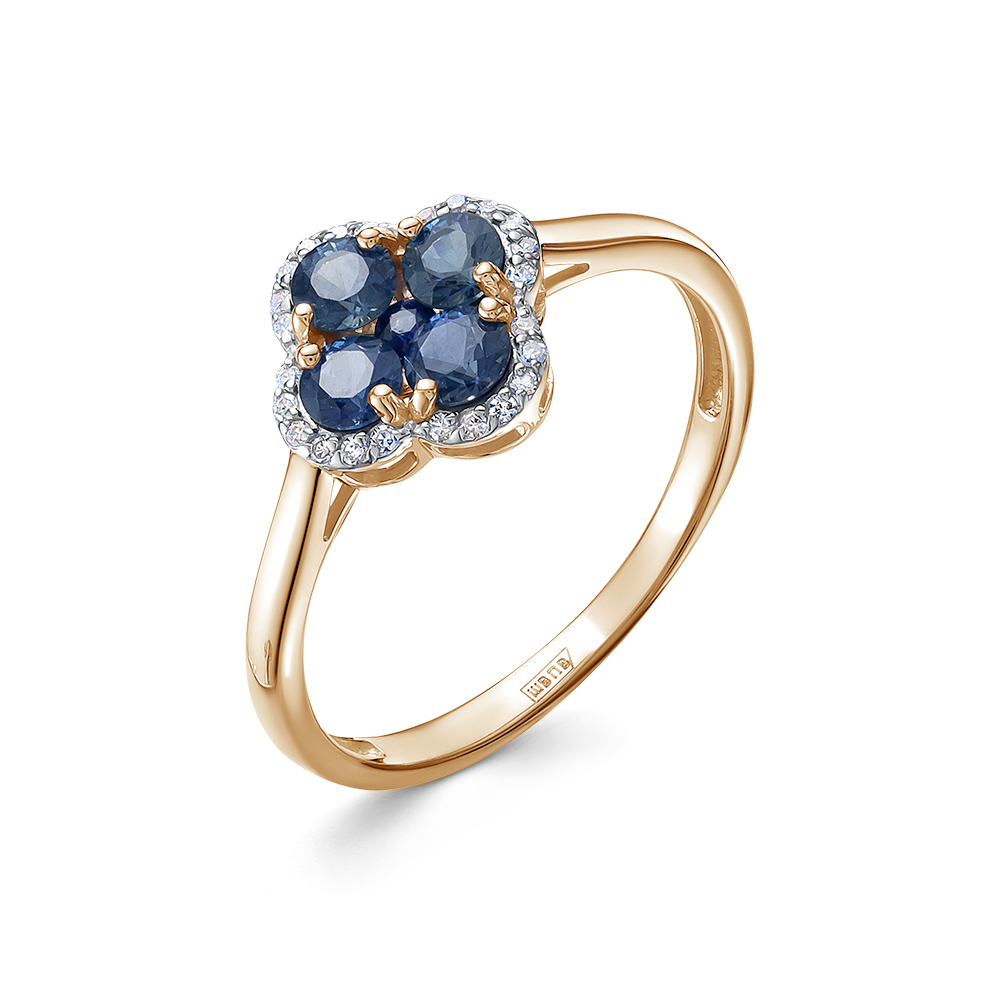 Кольцо из золота с камнем Бриллиант, Сапфир фото, цены