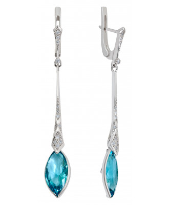 Серьги из серебра с камнем Фианит фото, цены