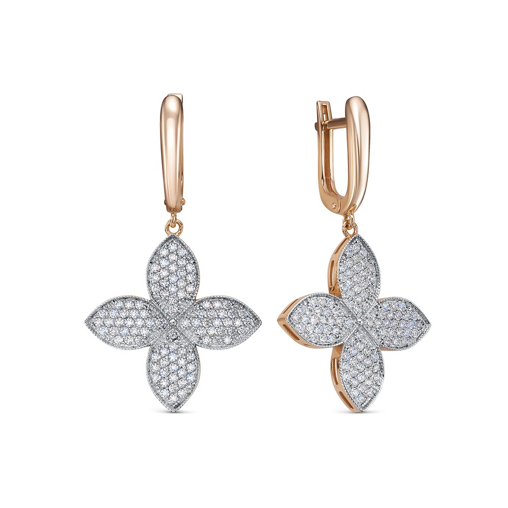 Серьги из золота с камнем Фианит фото, цены