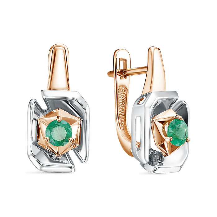 Серьги из золота с камнем Изумруд фото, цены