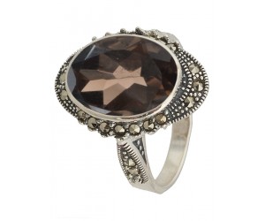 Кольцо из серебра с камнем Перламутр, Марказит фото, цены