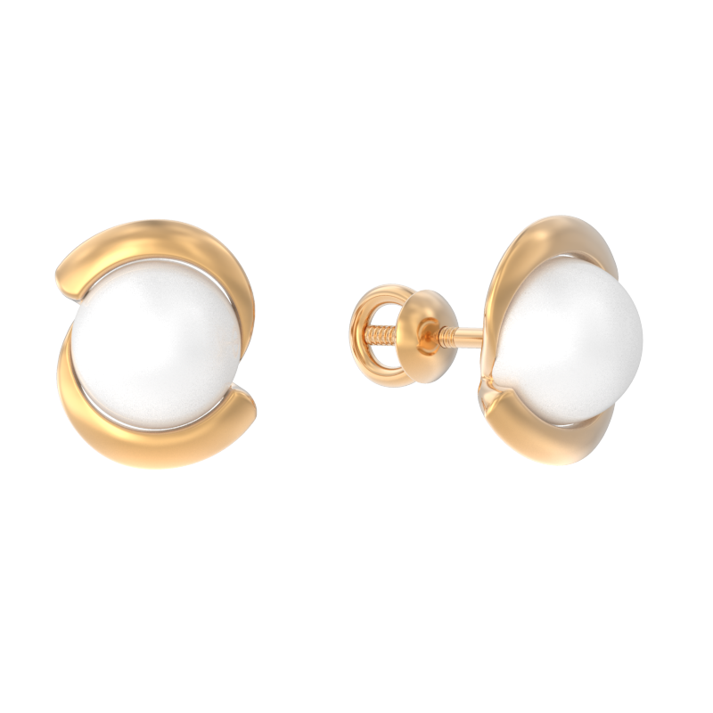 Пуссеты из золота с камнем Жемчуг фото, цены