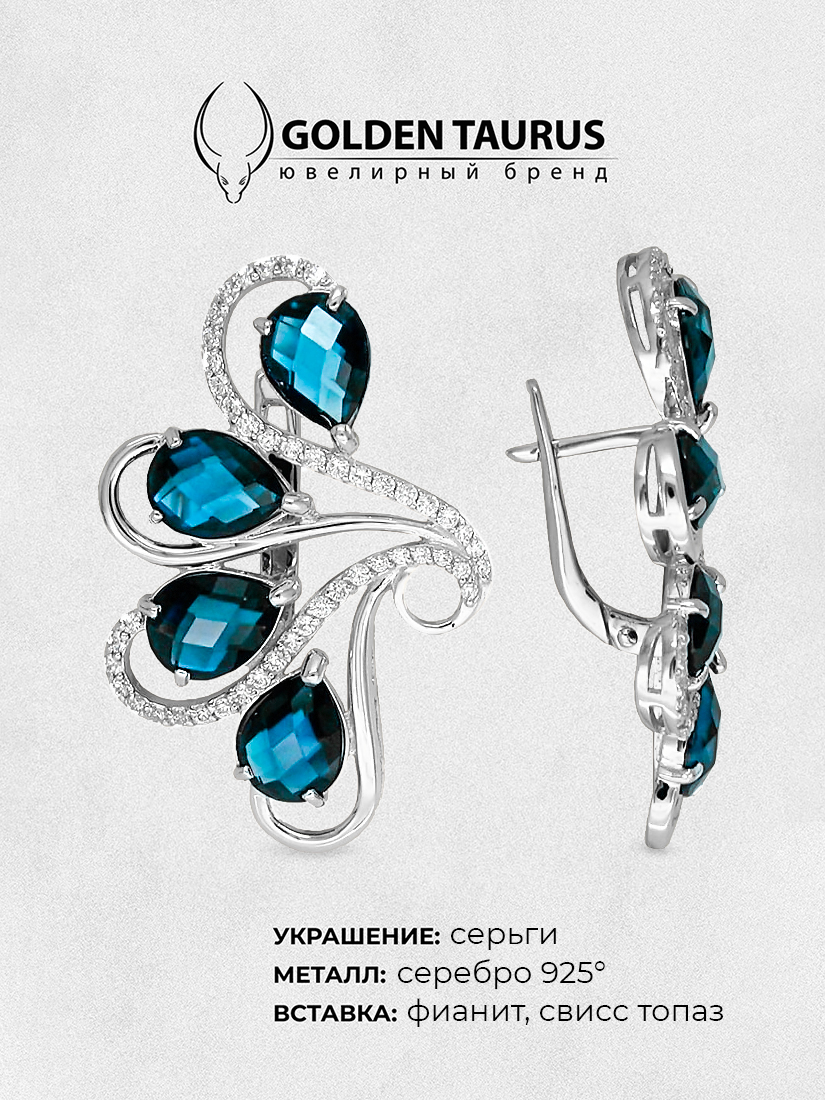 Серьги из серебра с камнем Агат фото, цены