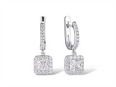 Серьги из серебра с камнем Фианит фото, цены