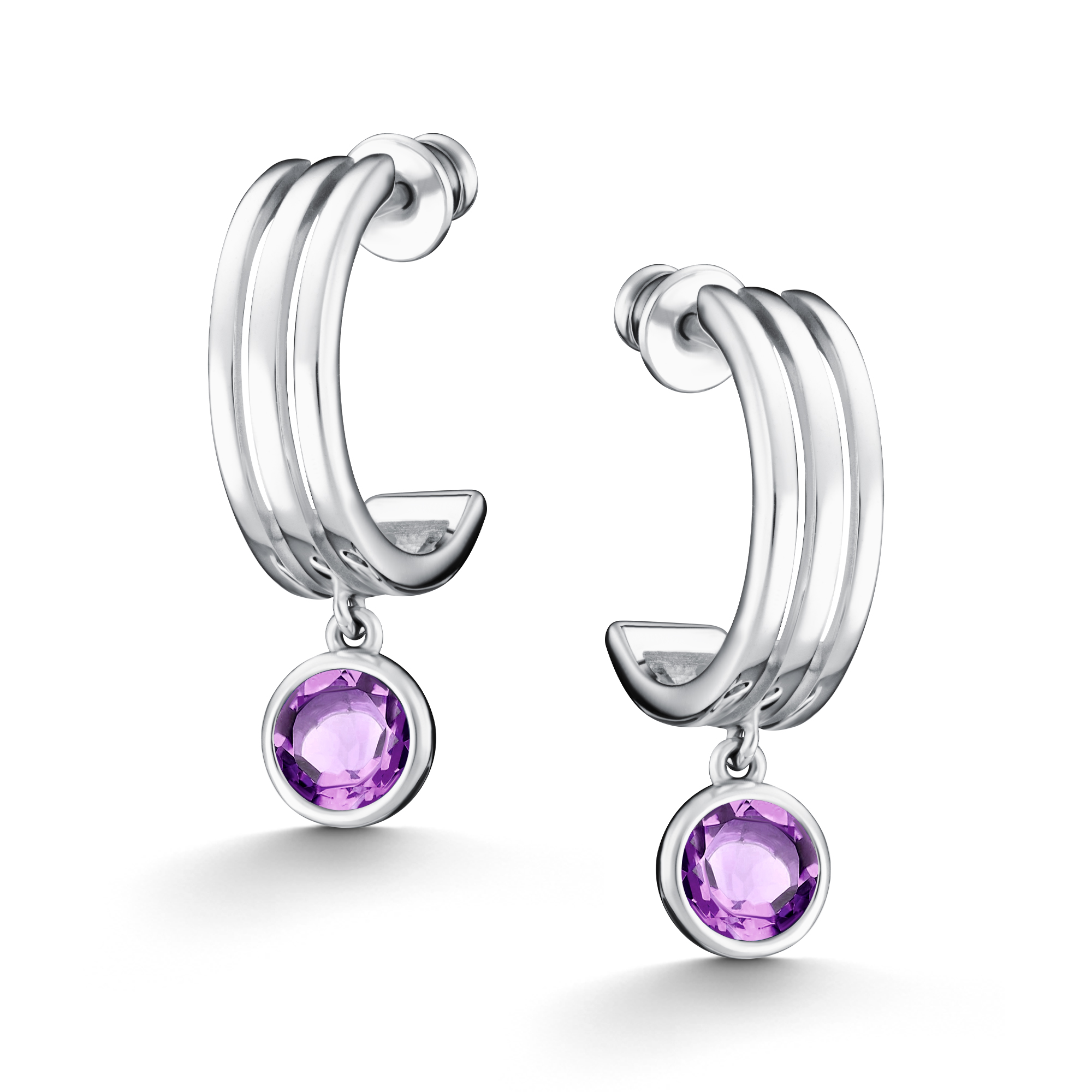 Серьги из серебра с камнем аметист фото, цены