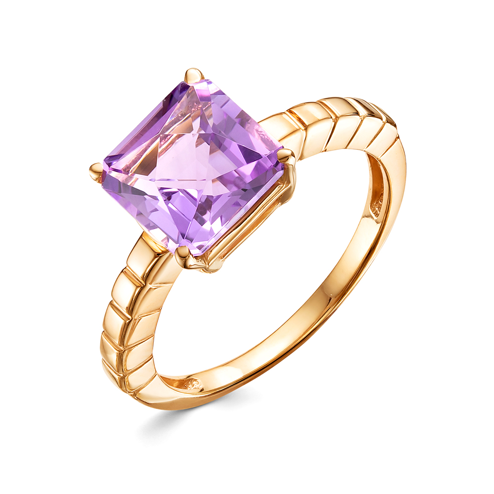 Кольцо из золота с камнем аметист фото, цены