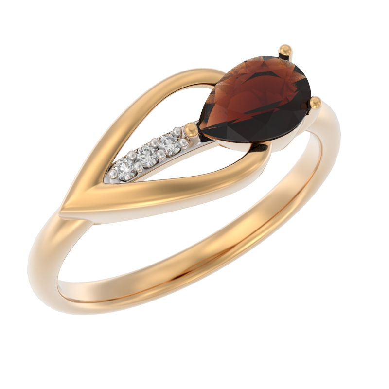Кольцо из золота с камнем Гранат, Фианит фото, цены