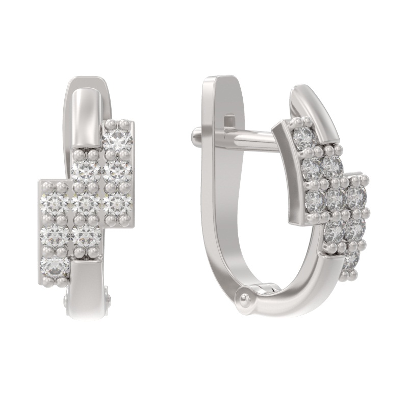 Серьги из серебра с камнем Фианит фото, цены