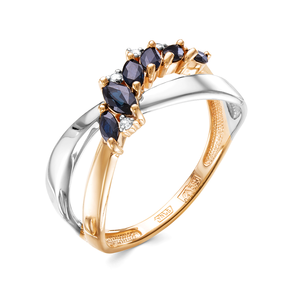 Кольцо из золота с камнем Бриллиант, Сапфир фото, цены