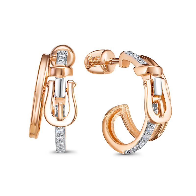 Пуссеты из золота с камнем Фианит фото, цены