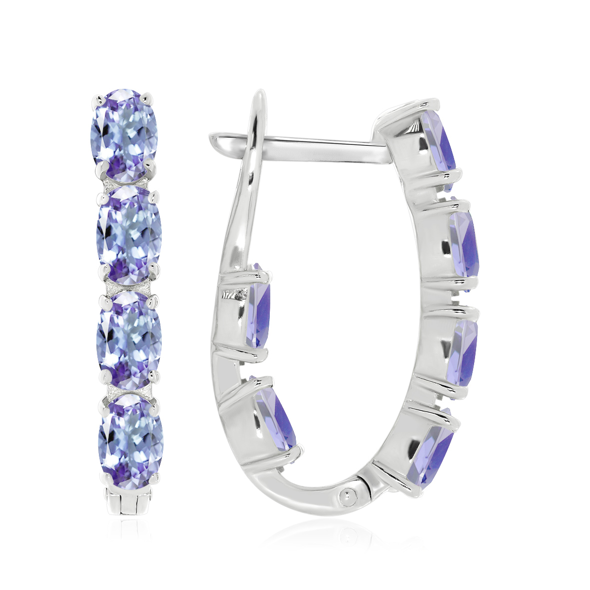 Серьги из серебра с камнем Танзанит фото, цены