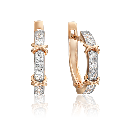 Серьги из золота с камнем Фианит фото, цены