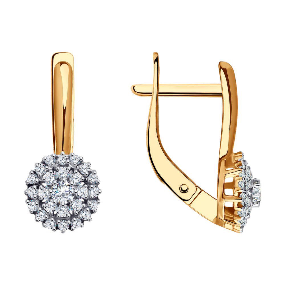 Серьги из золота с камнем Фианит фото, цены