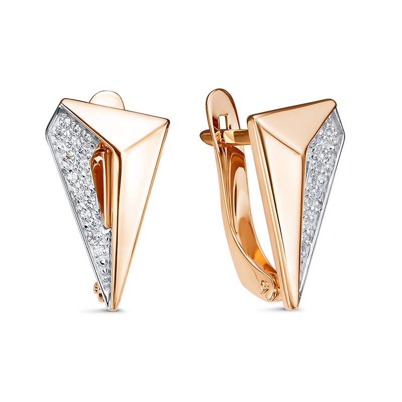 Серьги из золота с камнем Фианит фото, цены