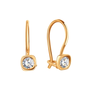 Серьги из золота с камнем Фианит фото, цены