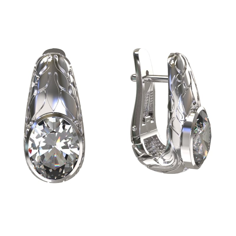 Серьги из серебра с камнем Фианит фото, цены