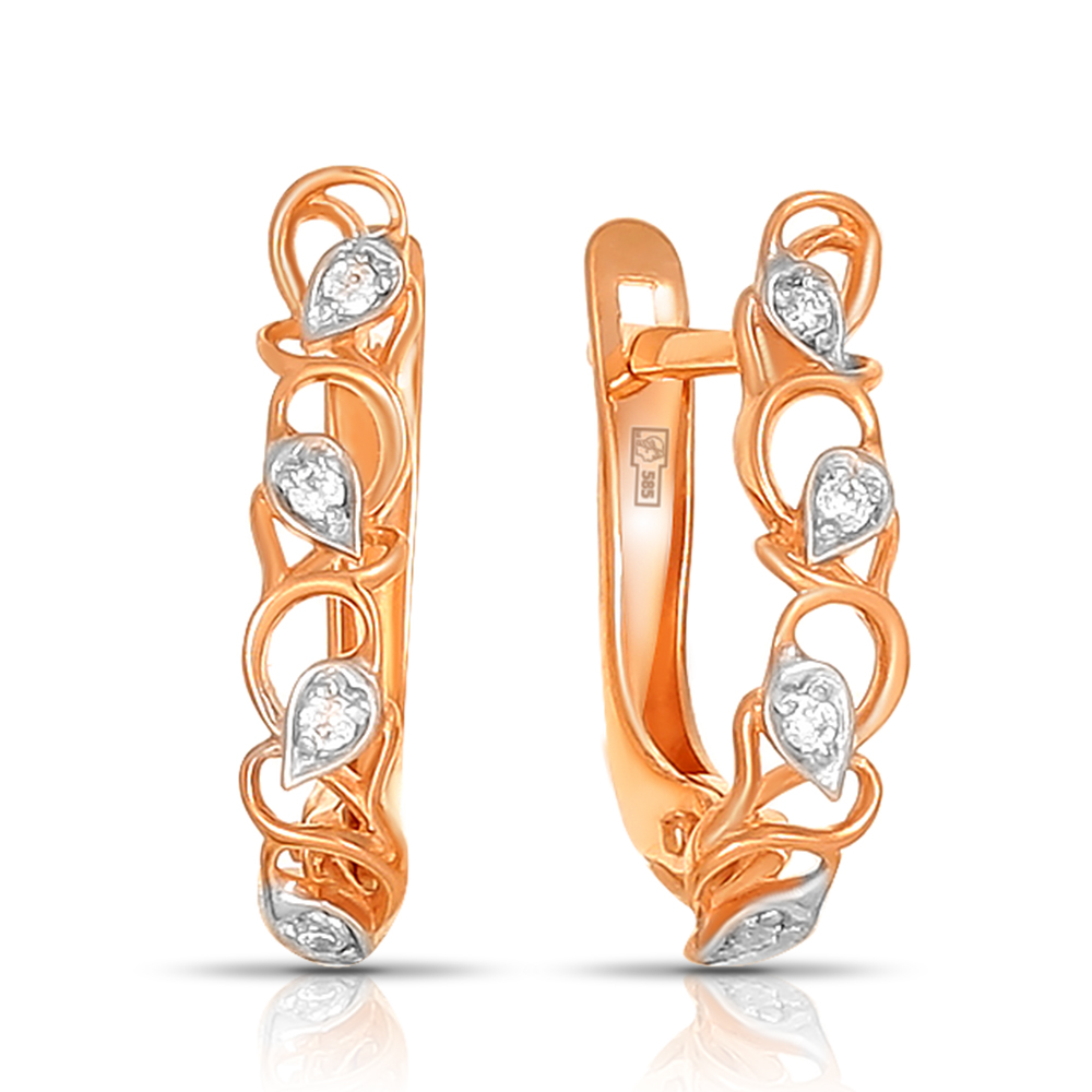 Серьги из золота с камнем Фианит фото, цены