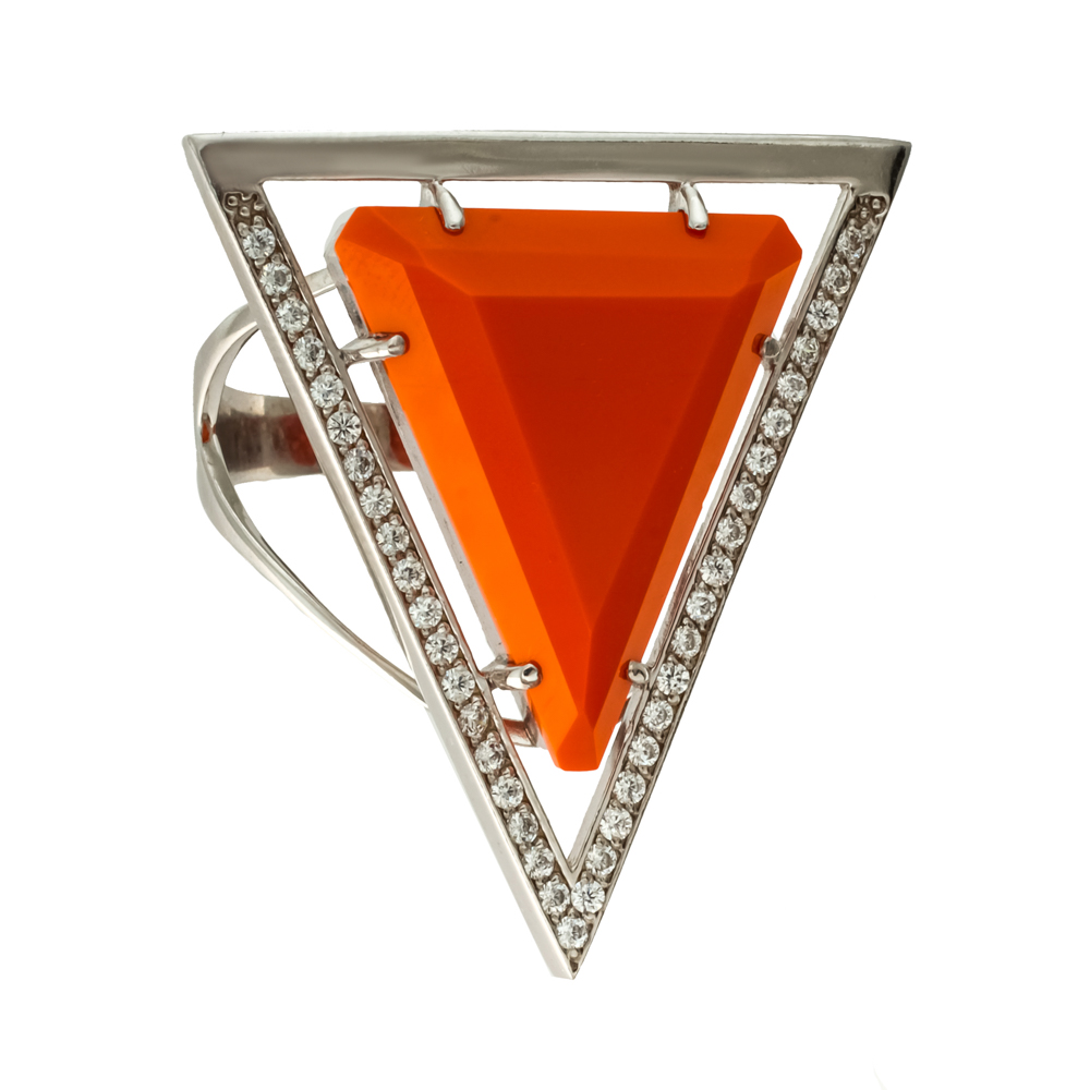 Кольцо из серебра с камнем Фианит, Оникс фото, цены