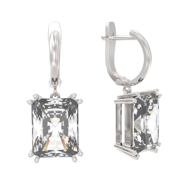 Серьги из серебра с камнем Фианит фото, цены