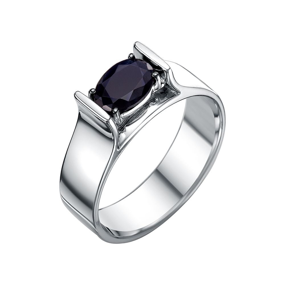 Кольцо из серебра с камнем Сапфир фото, цены
