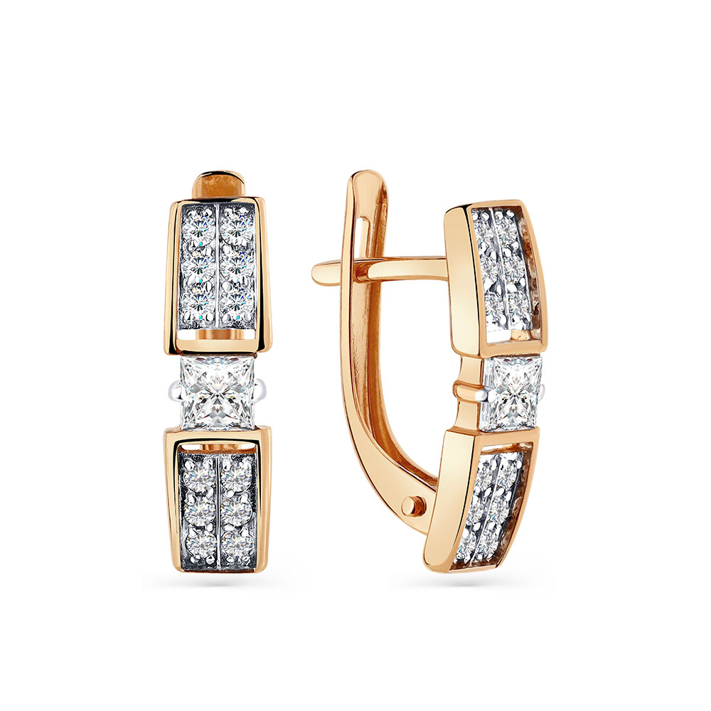 Серьги из золота с камнем Фианит фото, цены