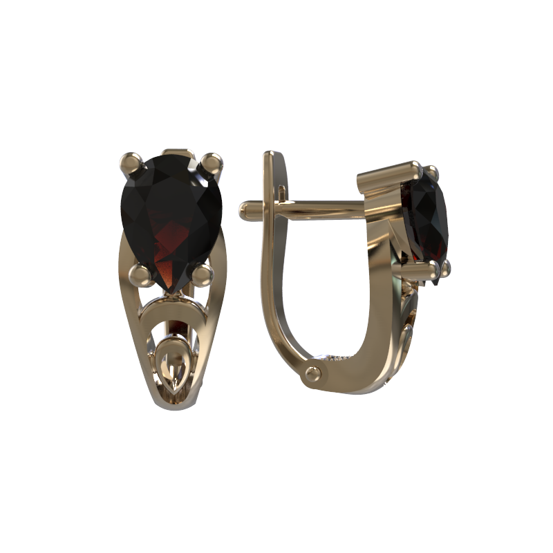 Серьги из золота с камнем Гранат фото, цены