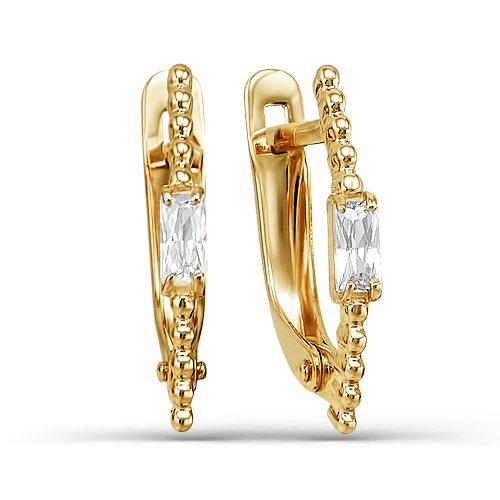 Серьги из золота с камнем Фианит фото, цены