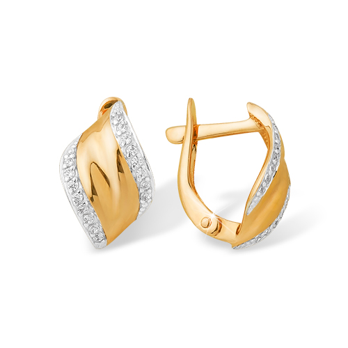 Серьги из золота с камнем Фианит фото, цены