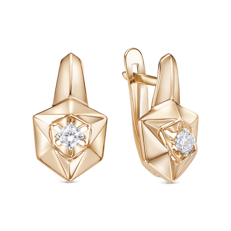 Серьги из золота с камнем Фианит фото, цены