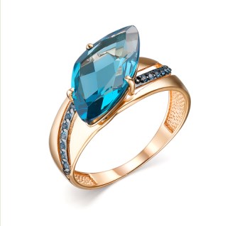 Кольцо из золота с камнем Фианит, Кварц син. фото, цены