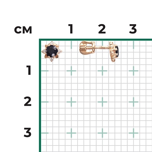 Пуссеты из золота с камнем Бриллиант, Сапфир фото, цены