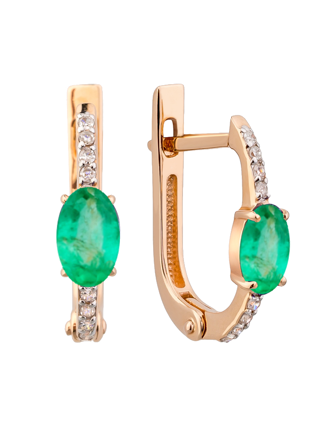 Серьги из золота с камнем Бриллиант, Изумруд фото, цены