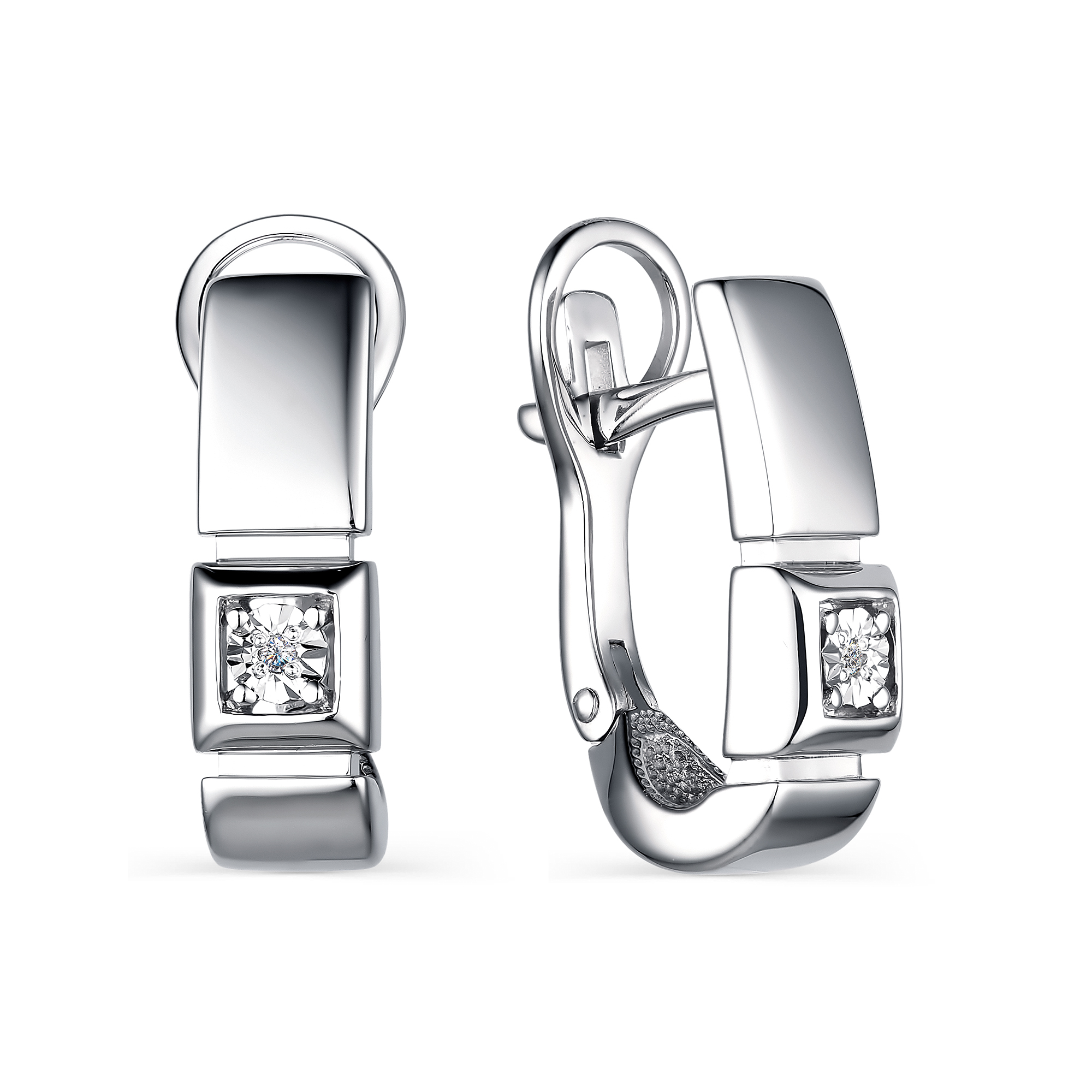 Серьги из серебра с камнем Бриллиант фото, цены