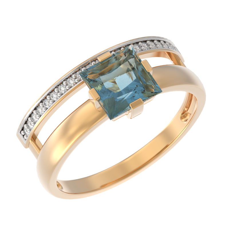 Кольцо из золота с камнем Топаз, Фианит фото, цены