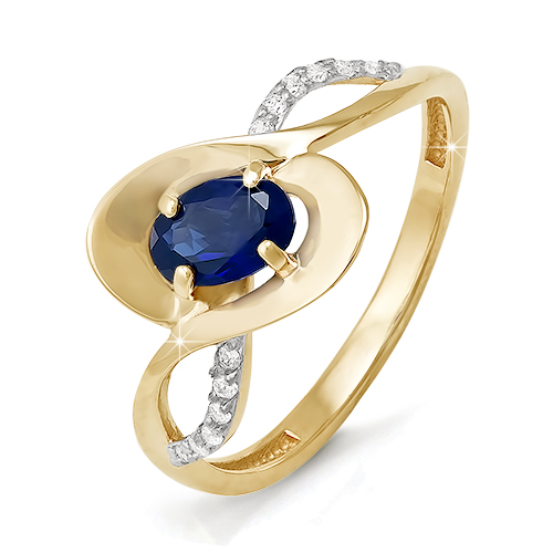 Кольцо из золота с камнем Бриллиант, Сапфир фото, цены