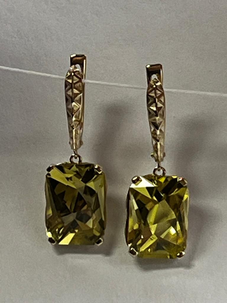 Серьги из золота с камнем Цитрин фото, цены