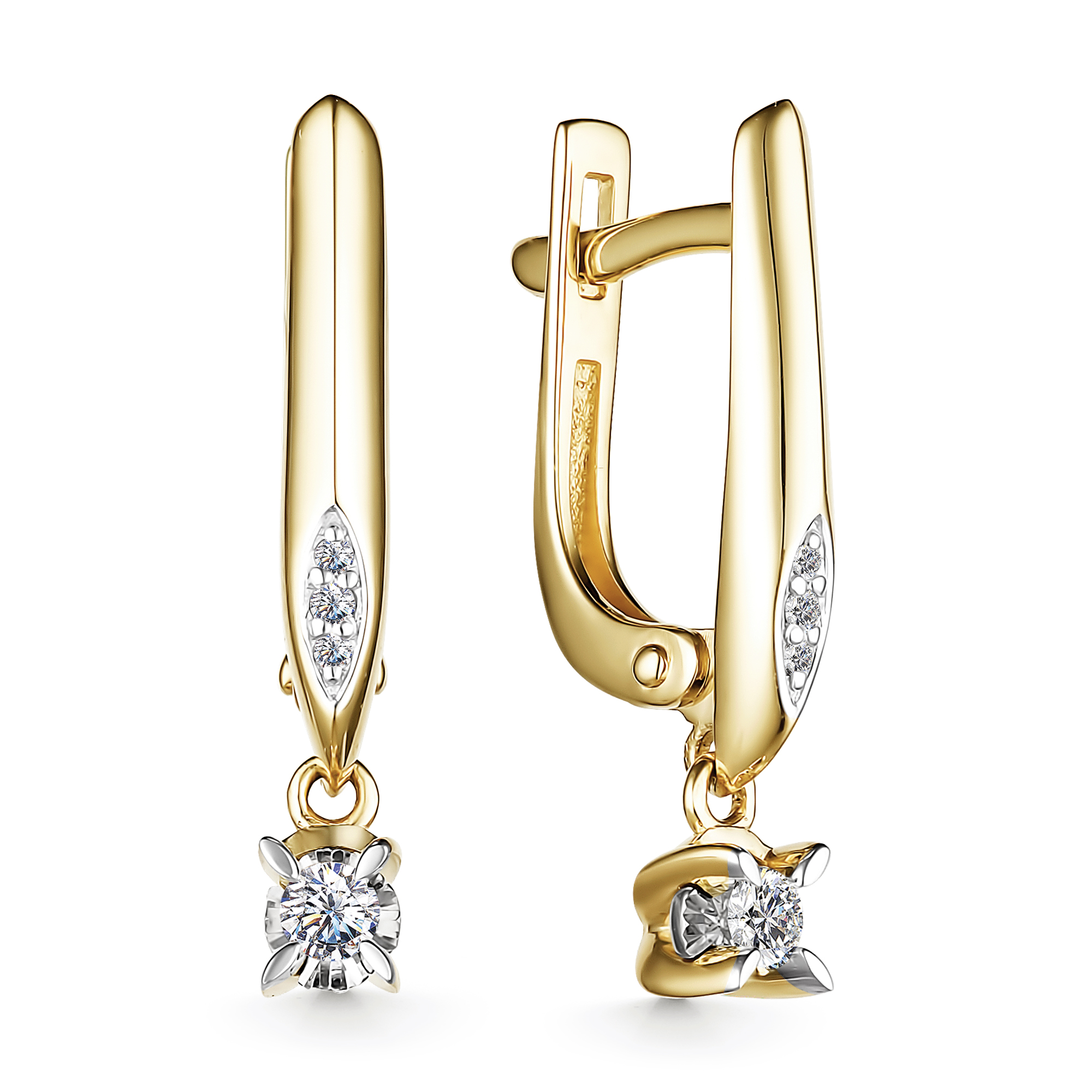 Серьги из золота с камнем Бриллиант фото, цены