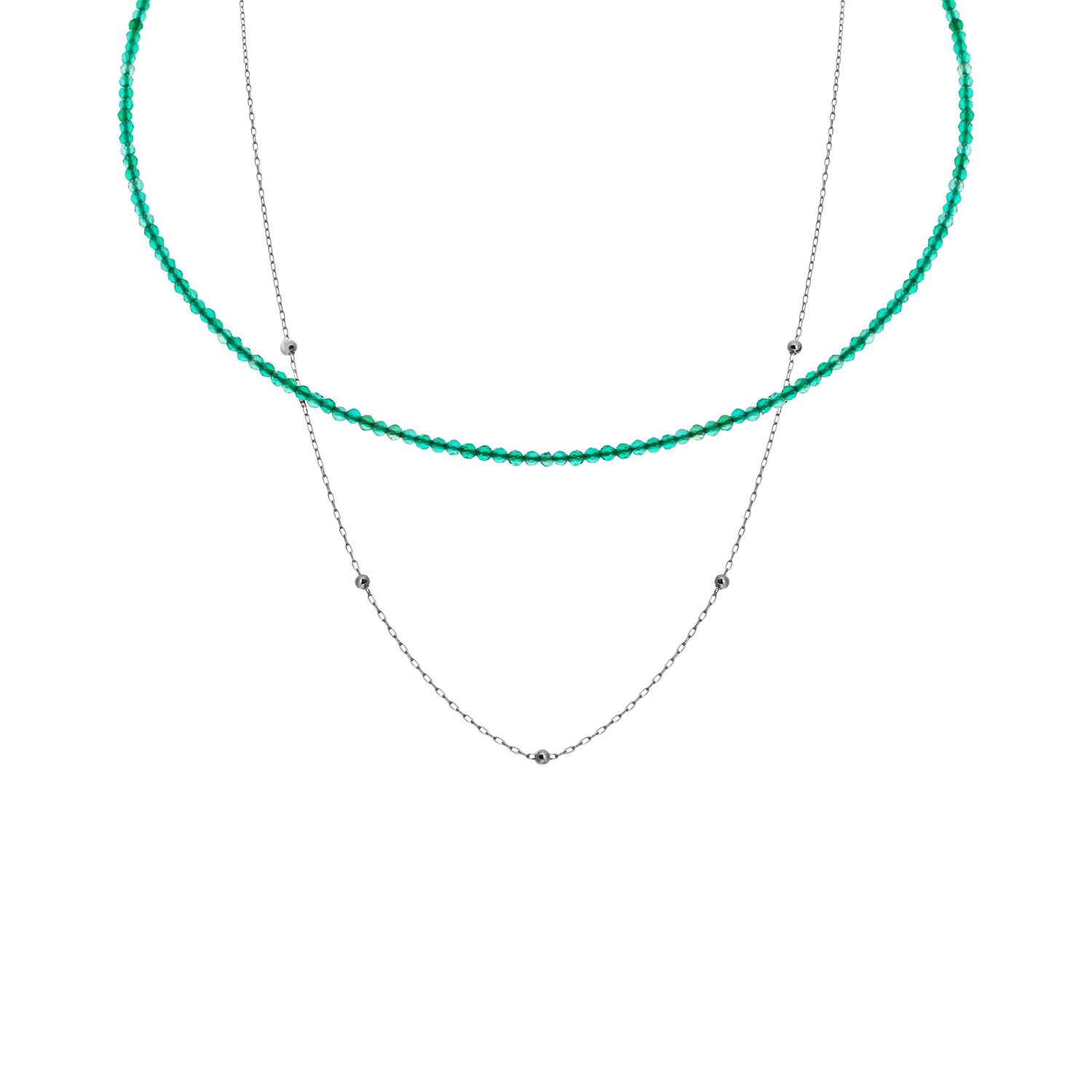 Колье из серебра с камнем Агат фото, цены