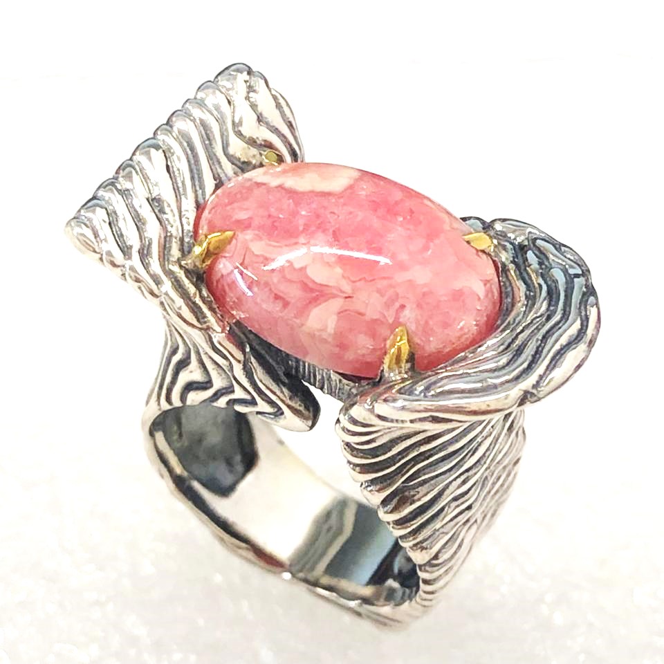Кольцо из серебра с камнем Родохрозит фото, цены