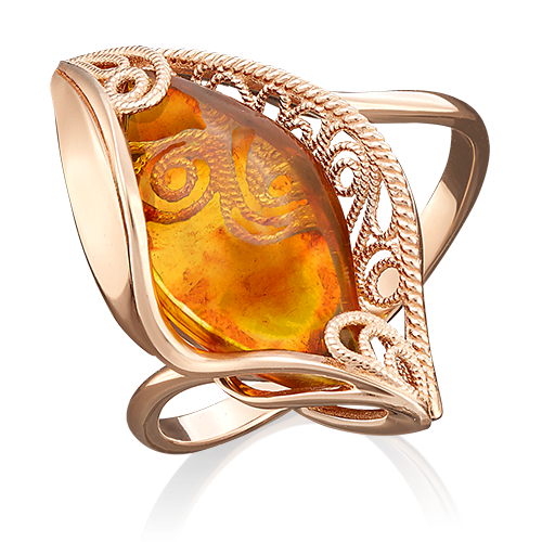 Кольцо из золота с камнем Янтарь фото, цены