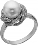 Кольцо из серебра с камнем Перламутр, Куб цирконий фото, цены