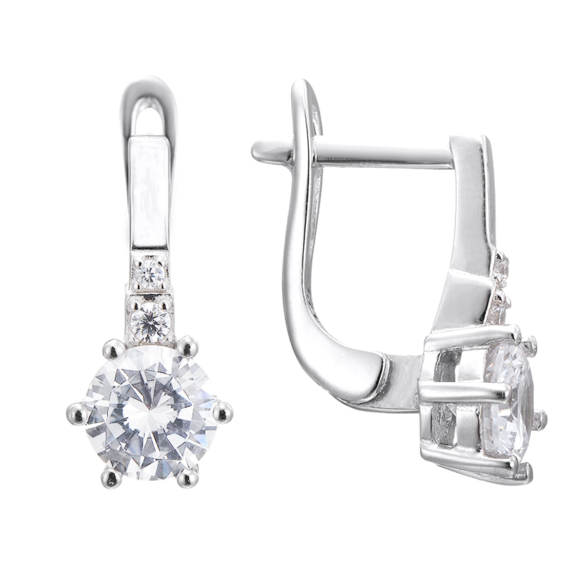 Серьги из серебра с камнем Циркон фото, цены