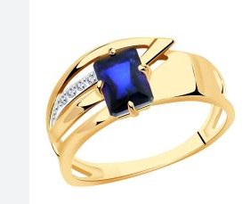 Кольцо из золота с камнем Лондон топаз, Фианит фото, цены