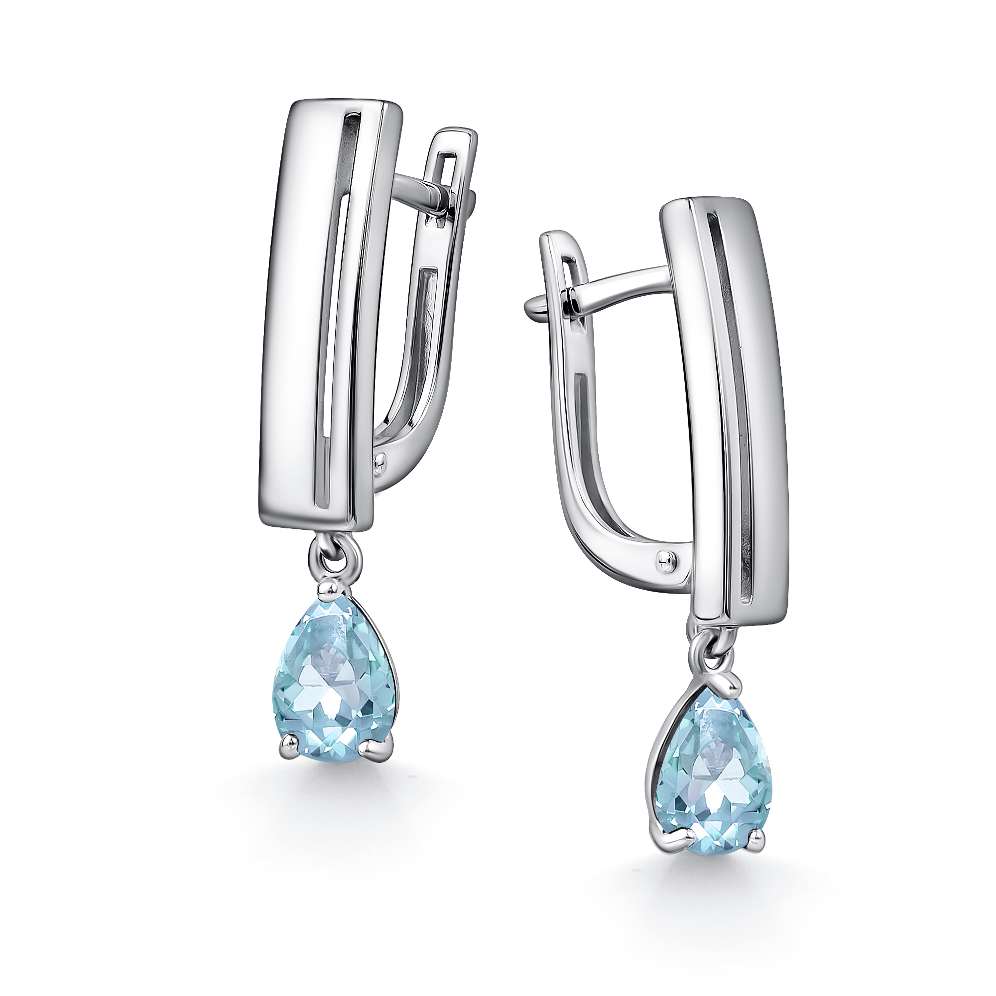 Серьги из серебра с камнем Топаз фото, цены