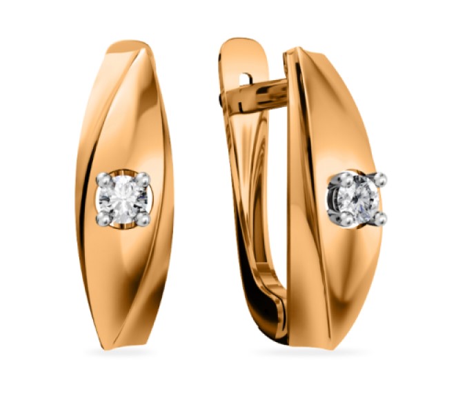 Серьги из золота с камнем Фианит фото, цены