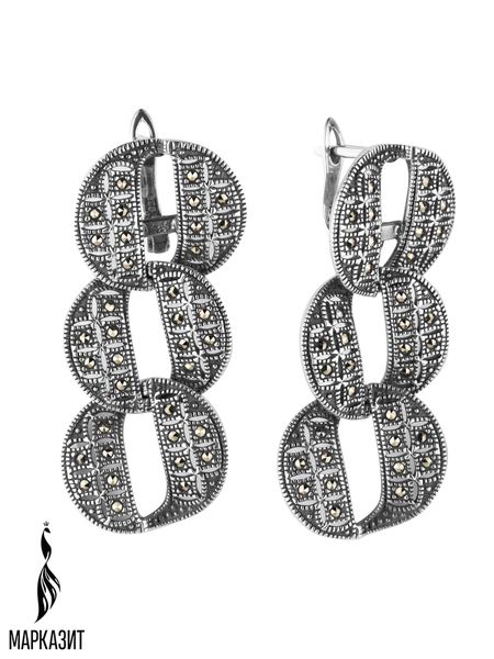 Серьги из серебра с камнем Марказит фото, цены