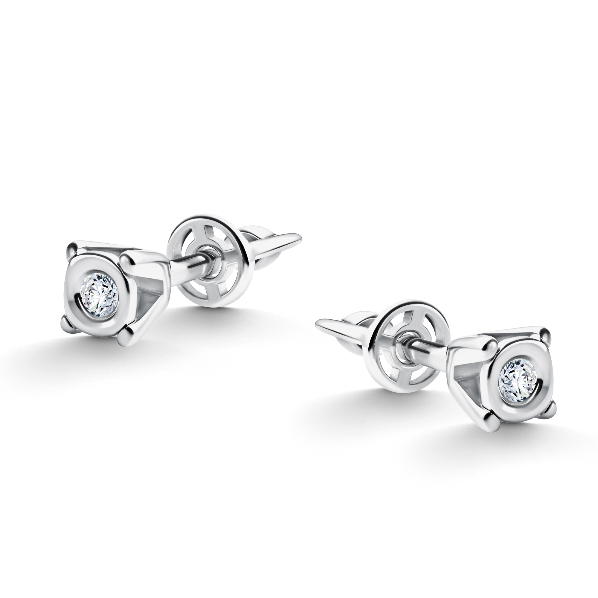 Пуссеты из золота с камнем Бриллиант фото, цены