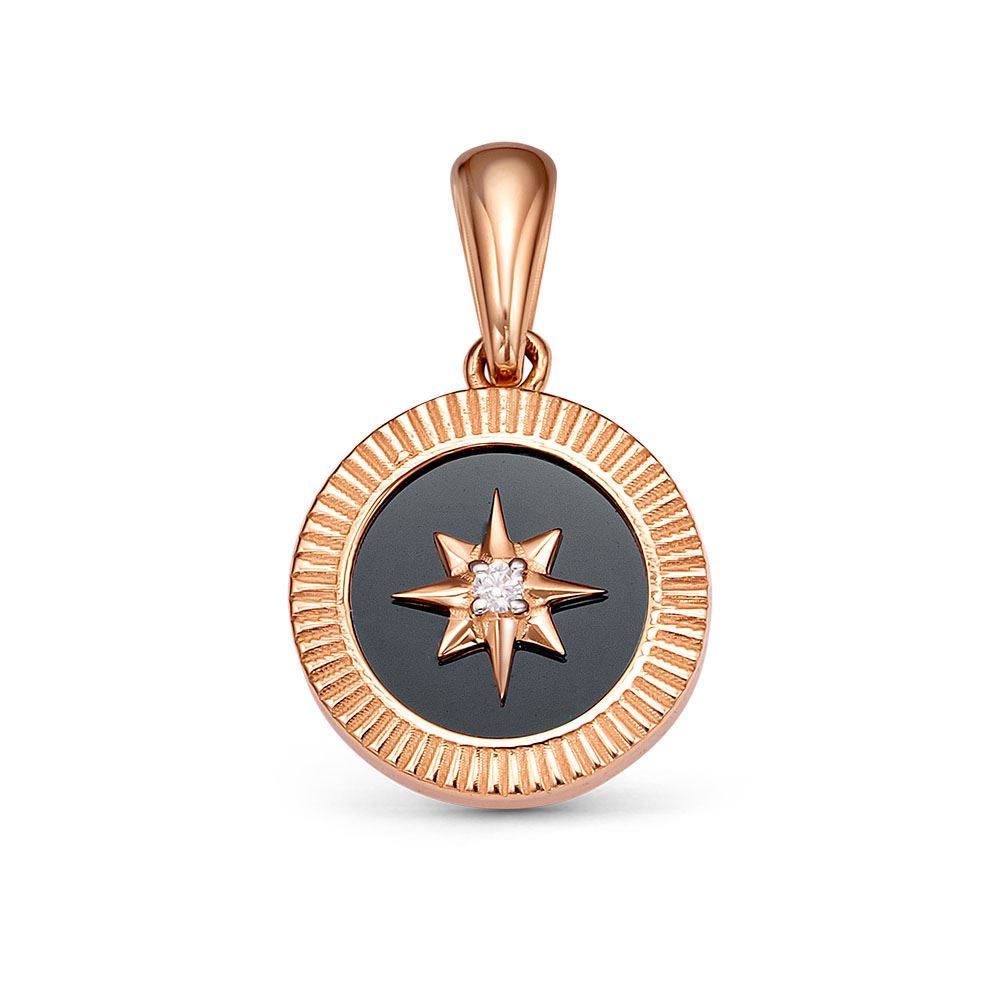 Подвеска из золота с камнем Фианит, Оникс фото, цены